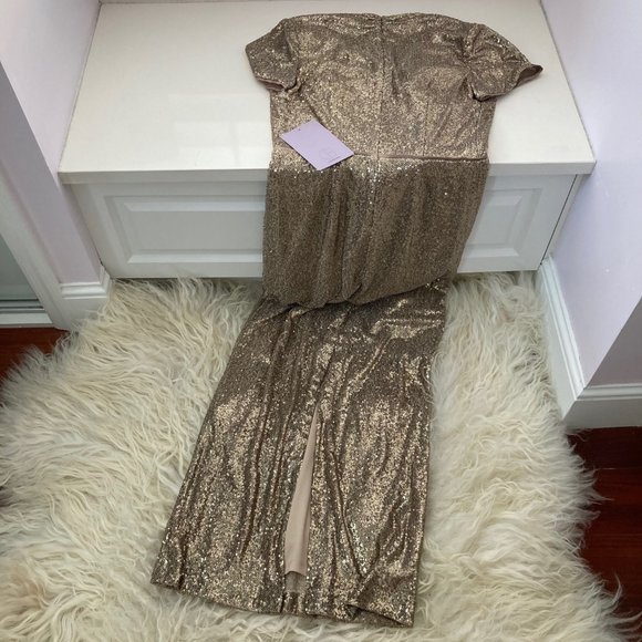 JS COLLECTIONS Cowl Neck Sequin Gown - Picture 12 of 12